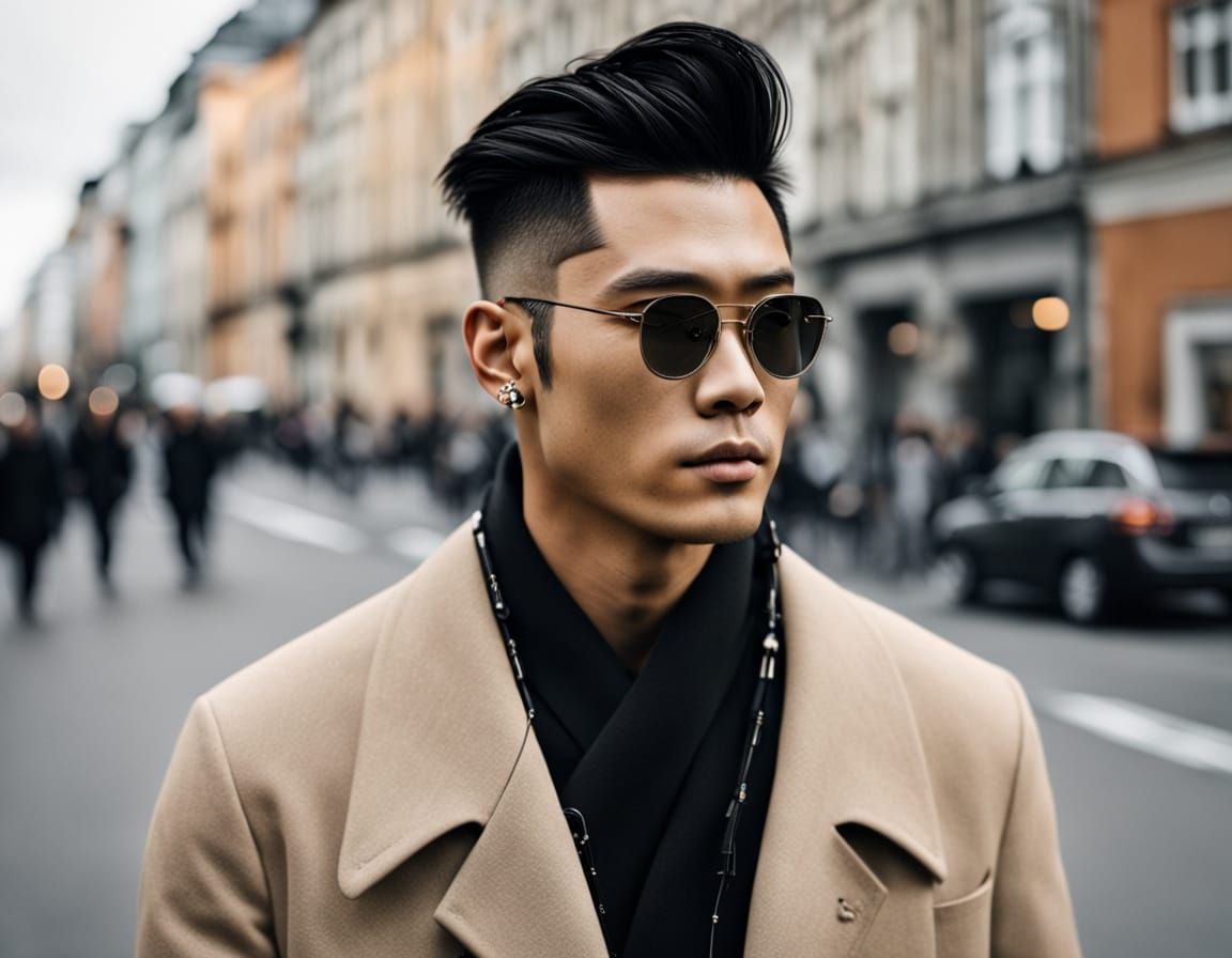Modern Asian Man in Edgy Streetwear