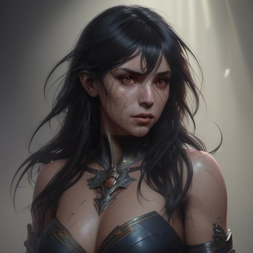 Sensual Nude Portrait in Art Nouveau Style