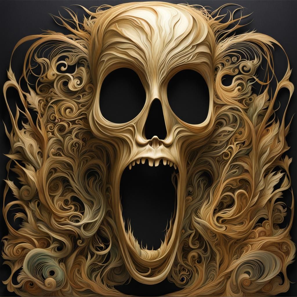 The Scream Sculpture in Organic Horror Style