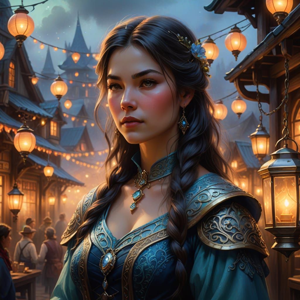 Ethereal Lady Lou in Misty Saloon: Digital Painting