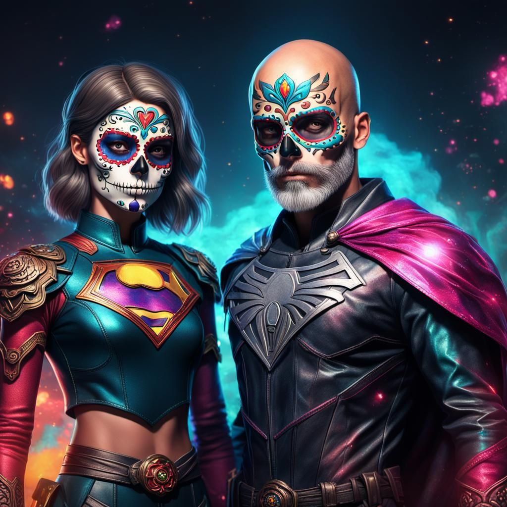 Superhero Sugar Skull Fantasy Concept Art