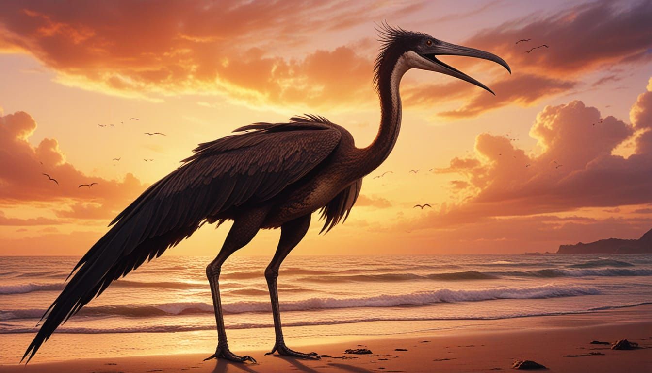 Quetzalcoatlus on a Texas Beach at Dusk