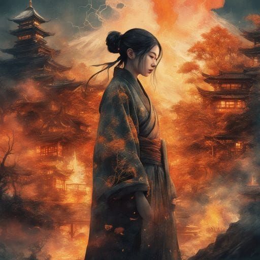 Powerful Fire Mage Casting Fiery Spell