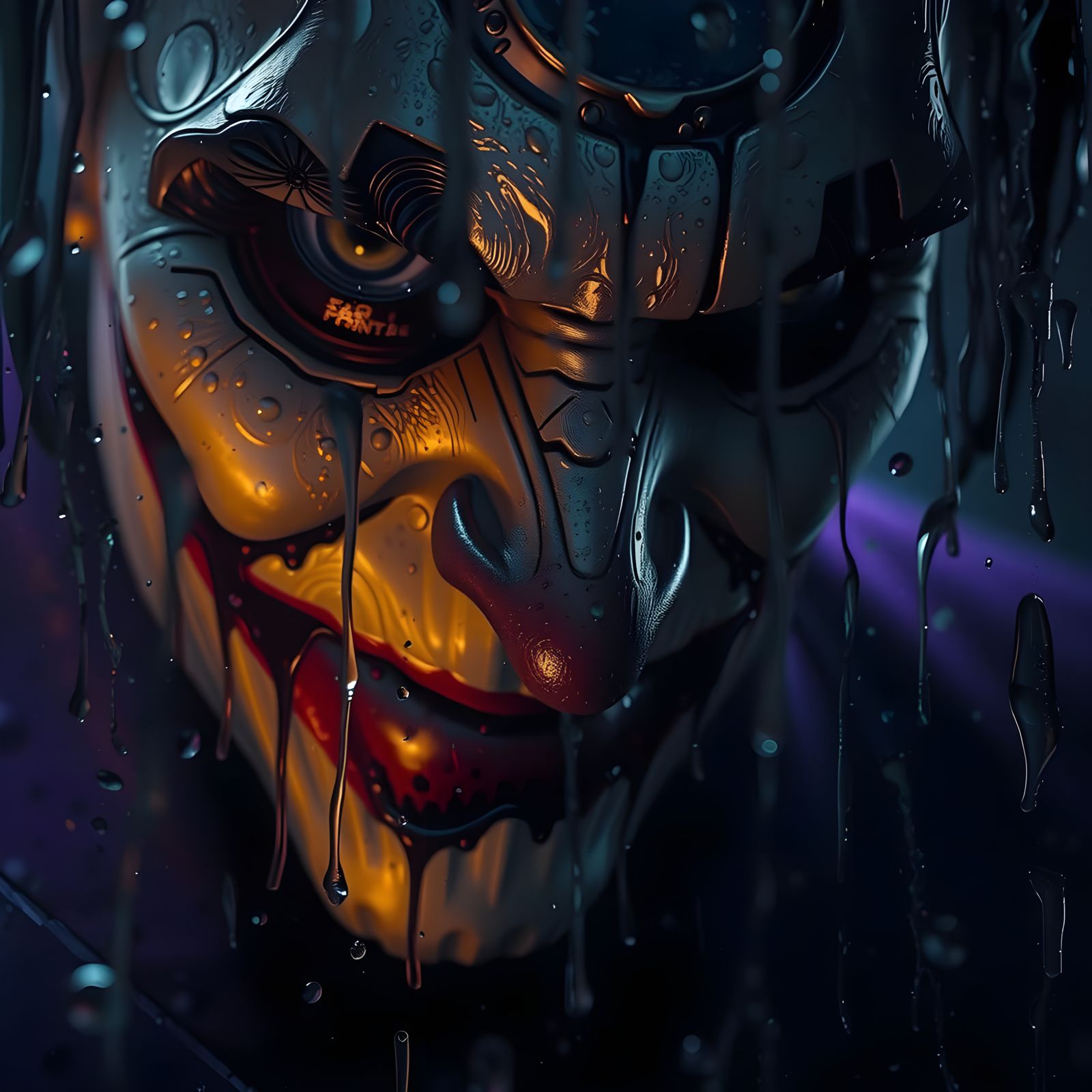 Distorted Reflection: A Dark Fantasy Face in Metal