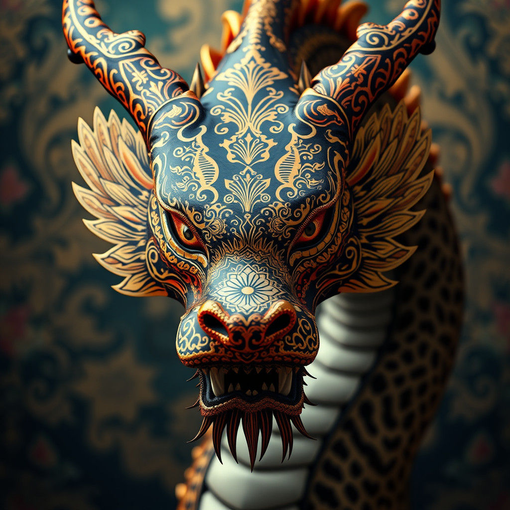 Elegant South Asian Dragon with Henna and Animal Prints