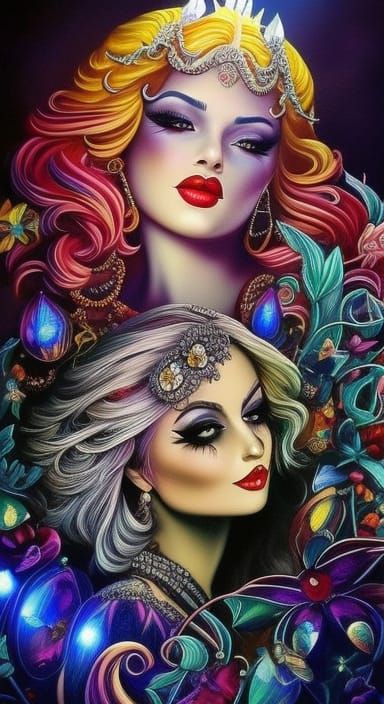 Hyperdetailed Gothic Pin-Up Art in Watercolor Style