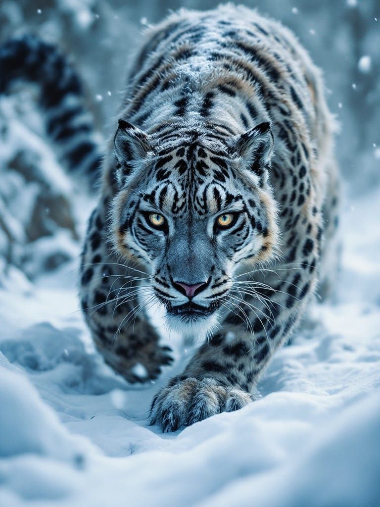 Starving Snow Leopard Struggles in Winter's Grip