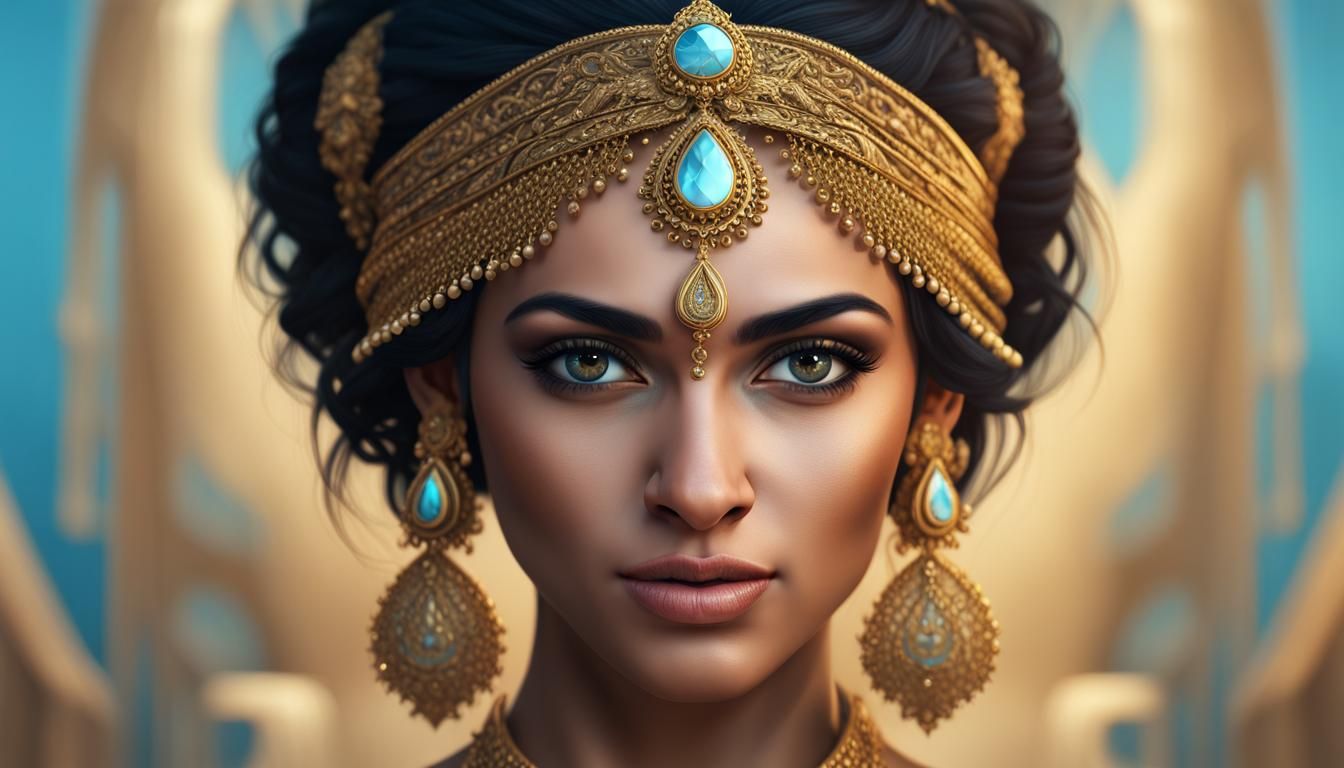 Detailed Portrait of a Beautiful Indian Queen