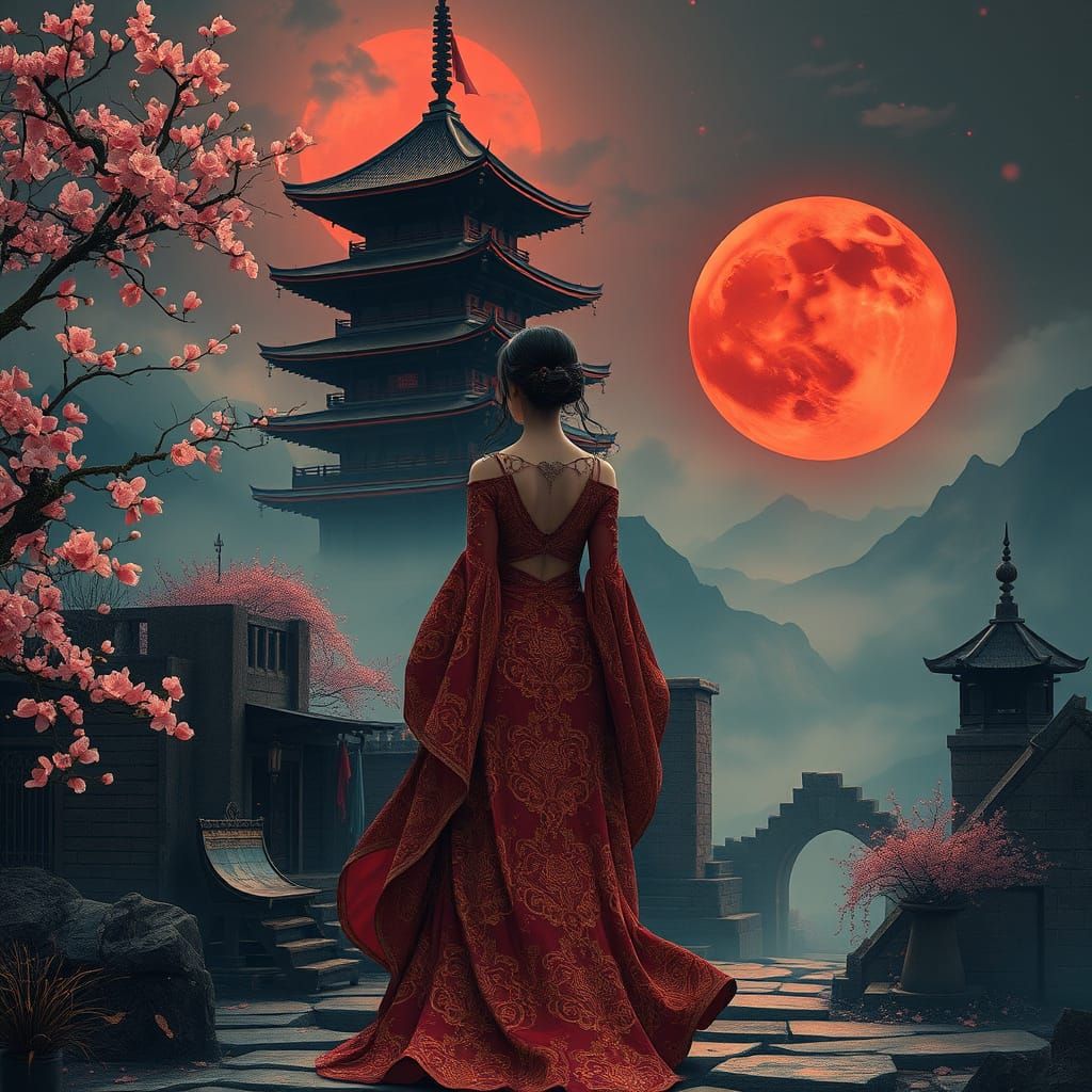 A fantasy art piece inspired by the atmospheric style of Yos...