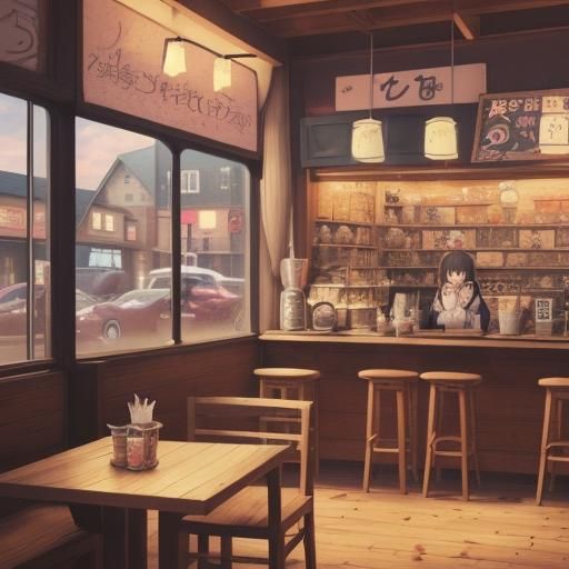 Cozy Cafe in Anime Key Visual Style