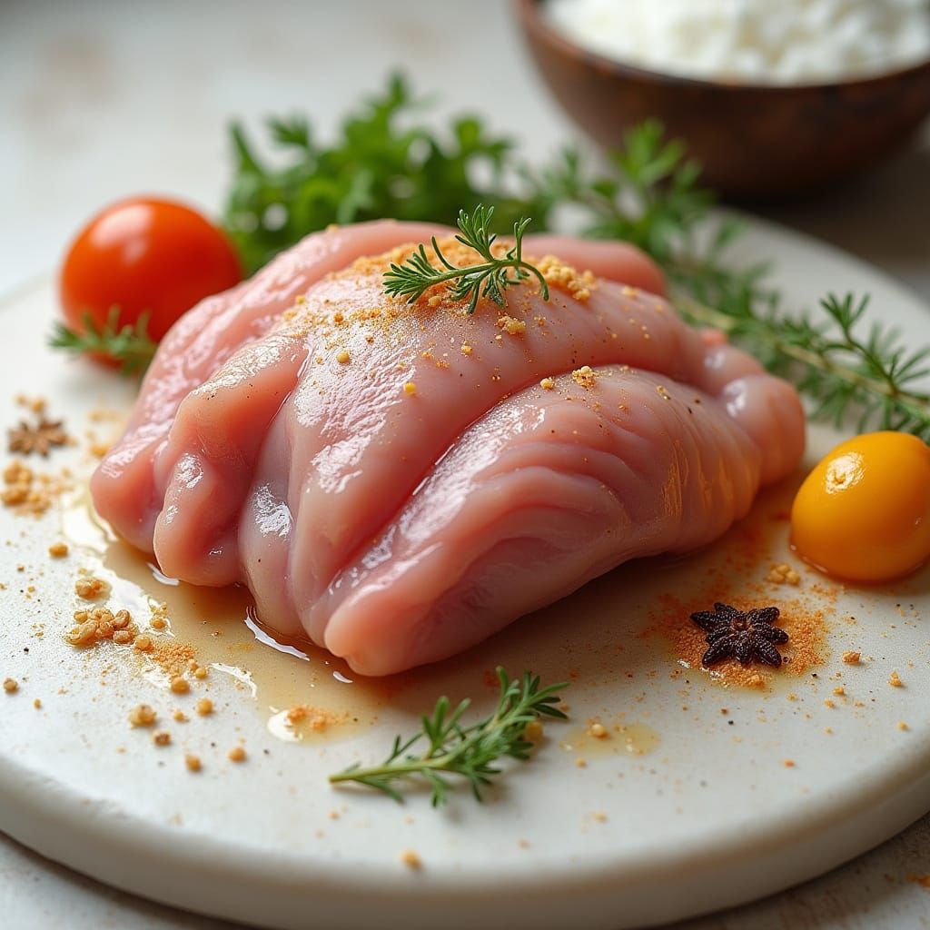 Hyperrealistic Fresh Chicken Displayed on Marble with Fresh ...