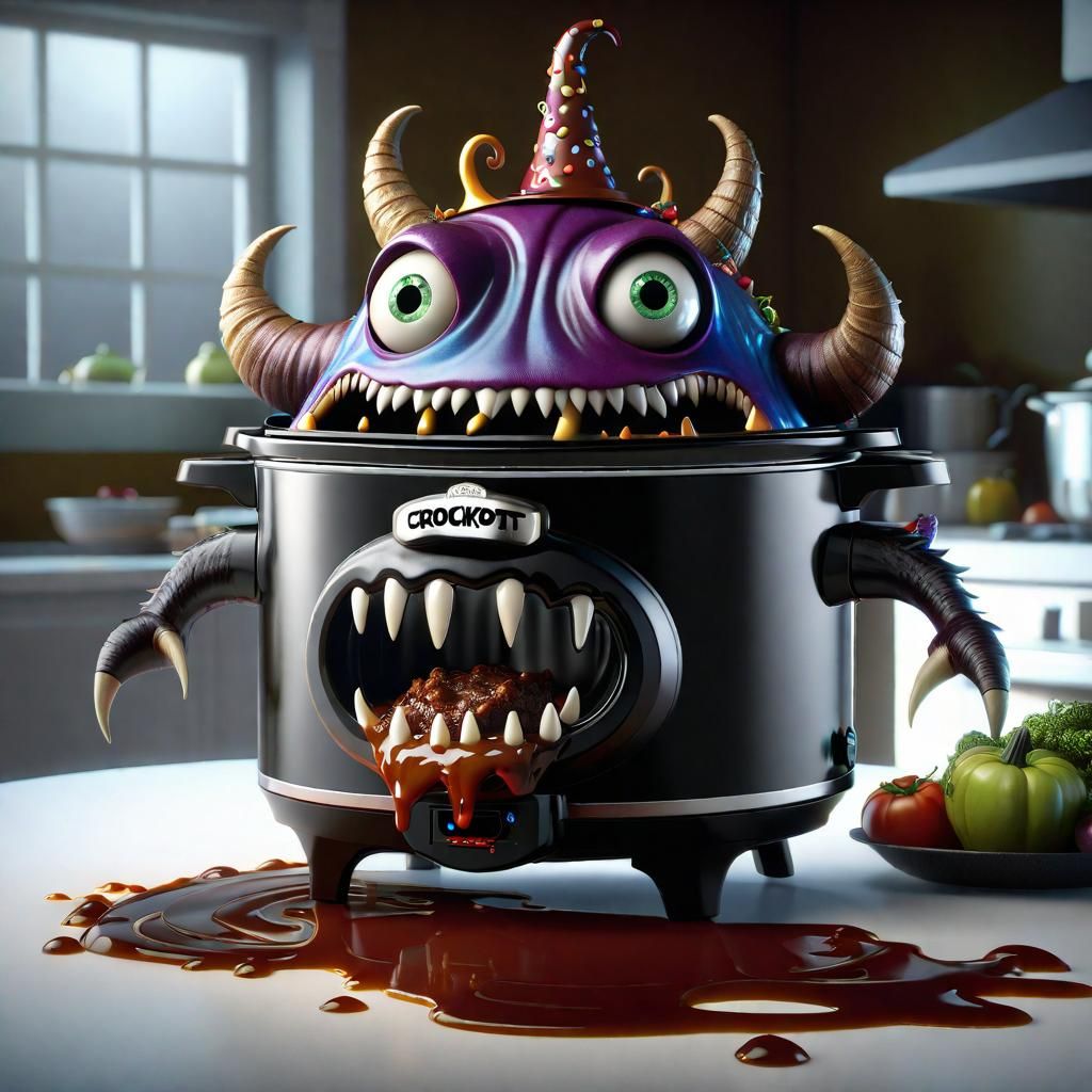 Mischievous Monster Crockpot Burns Kitchen in Dark Fantasy S...