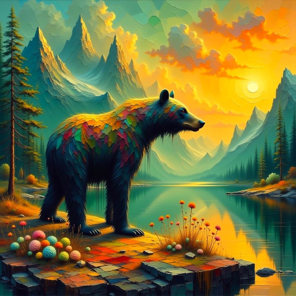 Mountain Majesty in Vibrant Sunset Hues