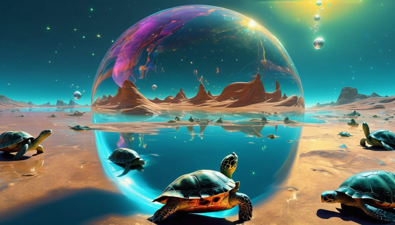 Surreal Landscape Orb with Crystalline Monoliths and Spectra...