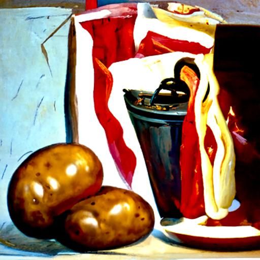 Still Life: Hot Dogs and Fries in Oil