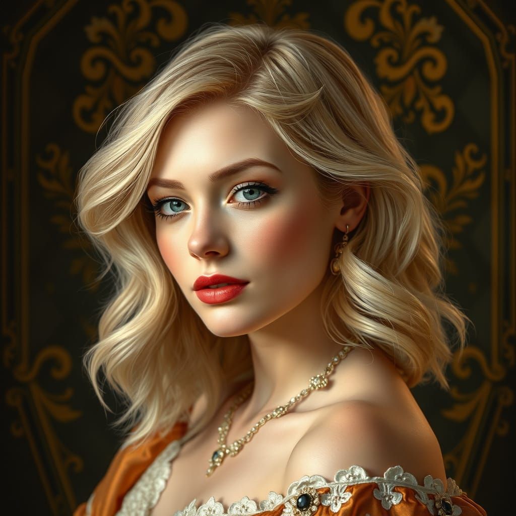 Elegant Blonde Woman Portrait in Golden Light