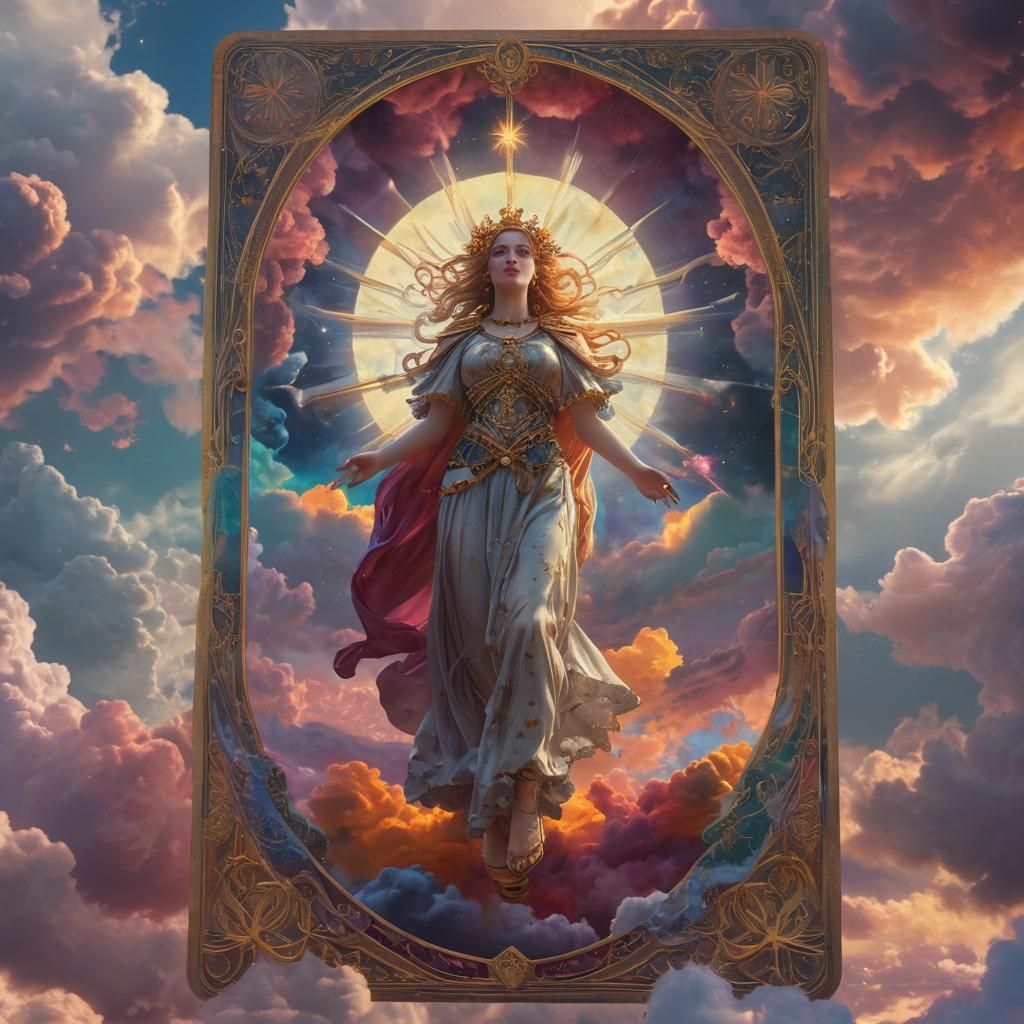Celestial Being Tarot Card in Dark Fantasy Style