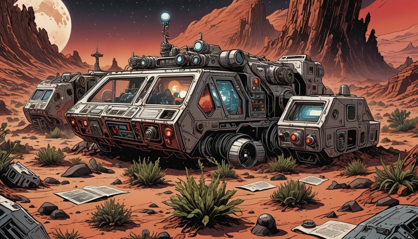 Retro Sci-Fi Comic Book Art on Mars