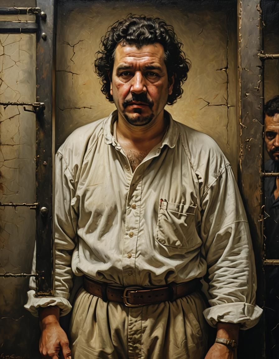 Rembrandt-Style Portrait of Pablo Escobar in Prison