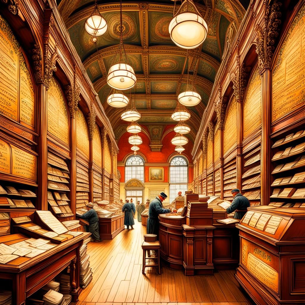 1900s Post Office Sorting Room in Airbrush Style