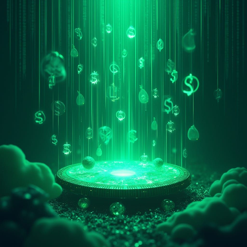 Futuristic Digital Rain with Crypto and Trap Symbols