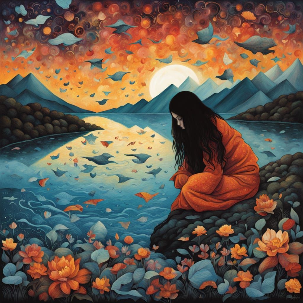 Ethereal Self-Discovery in Vibrant Digital Art