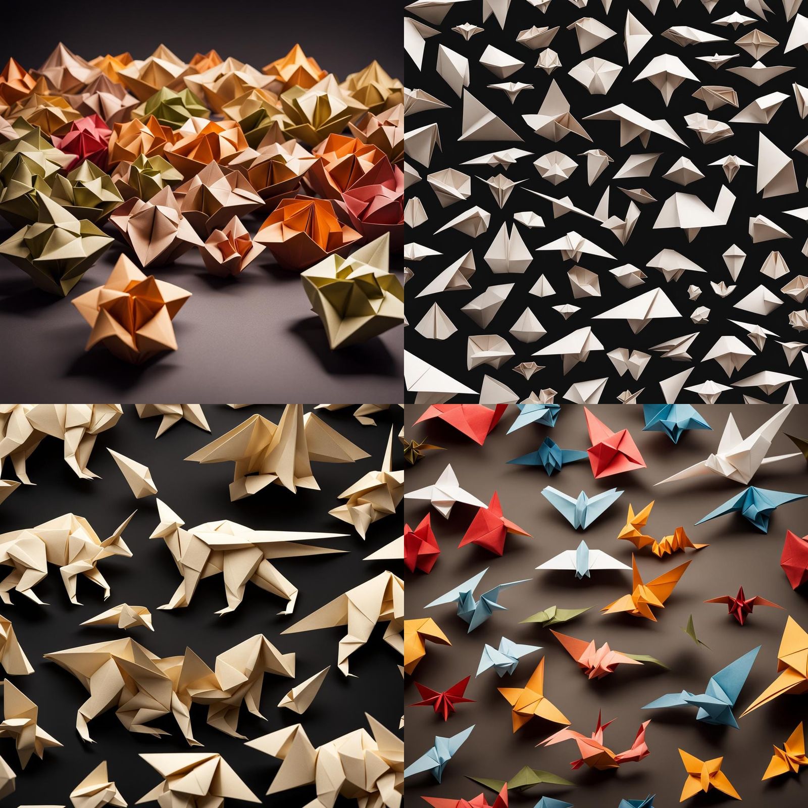 Detailed Origami Paper Folds Papercraft in 8K