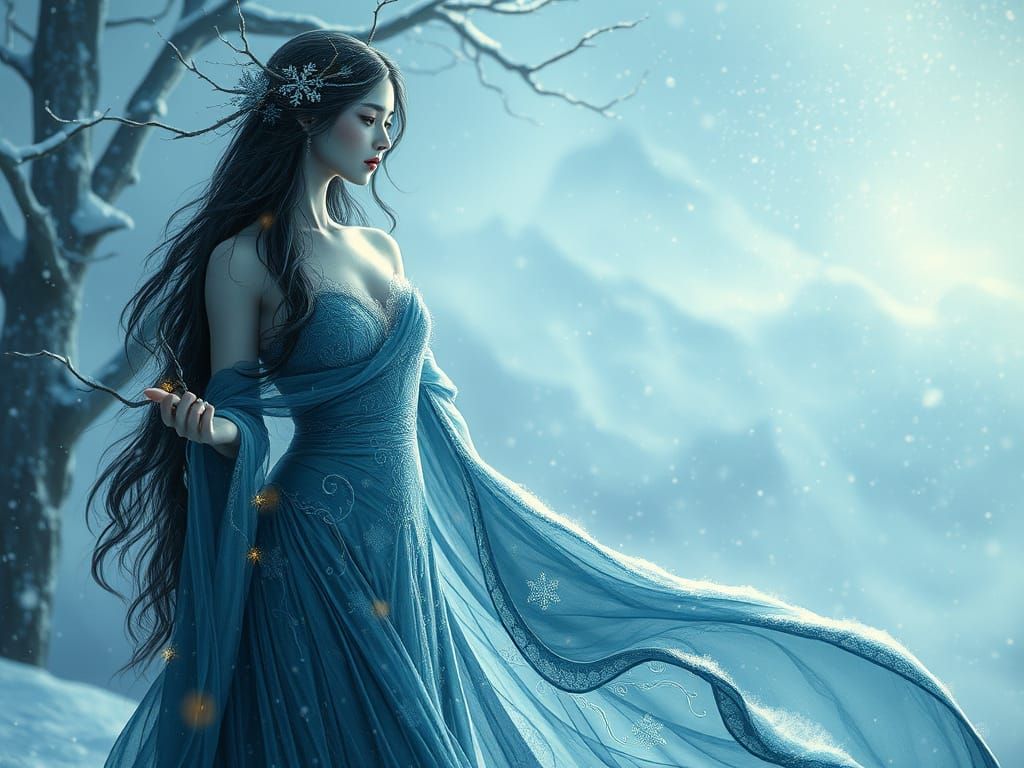 Winter Goddess Reigns Over Frozen Kingdom in Ethereal Beauty