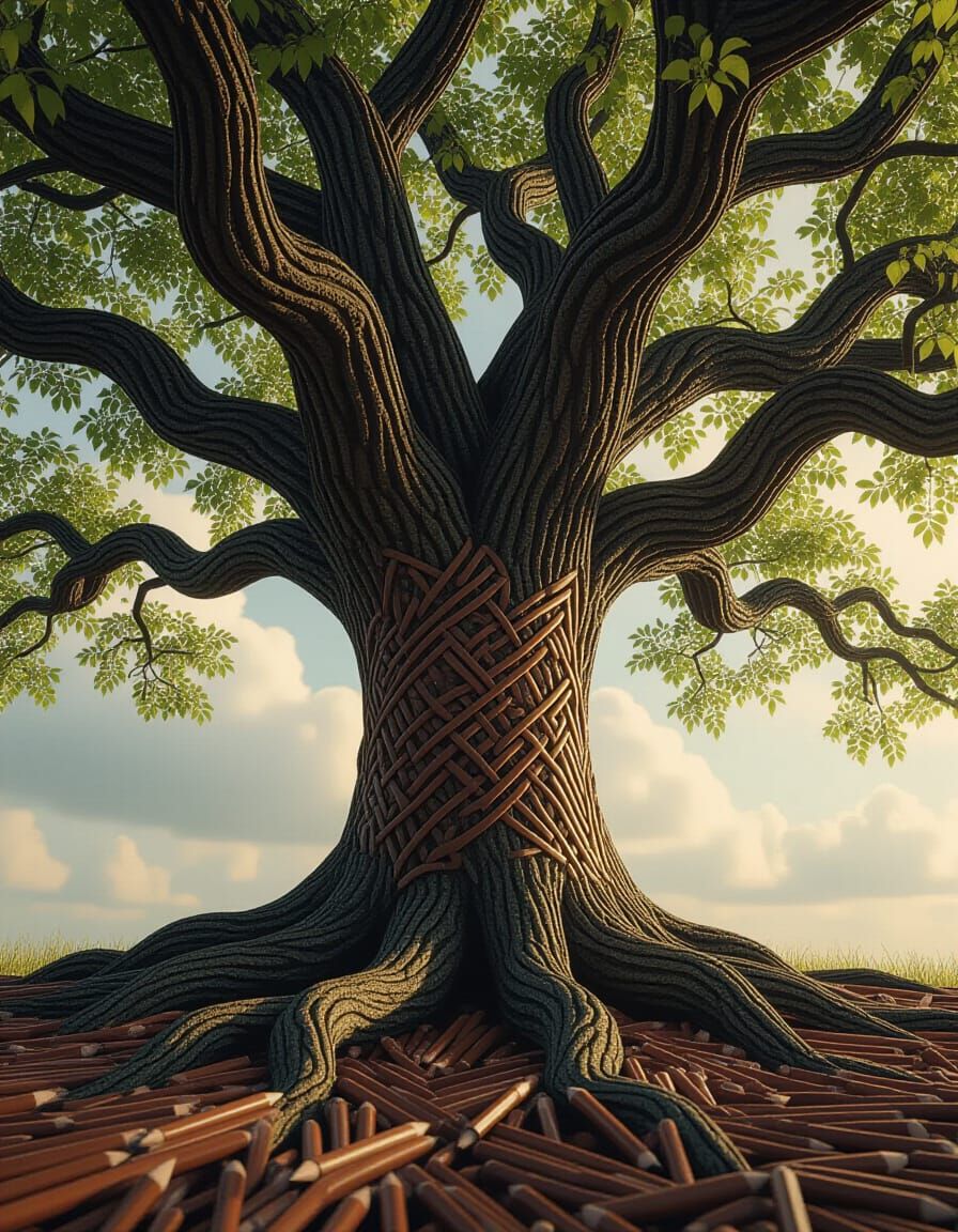 Oak Tree Metamorphosis into Graphite Pencils