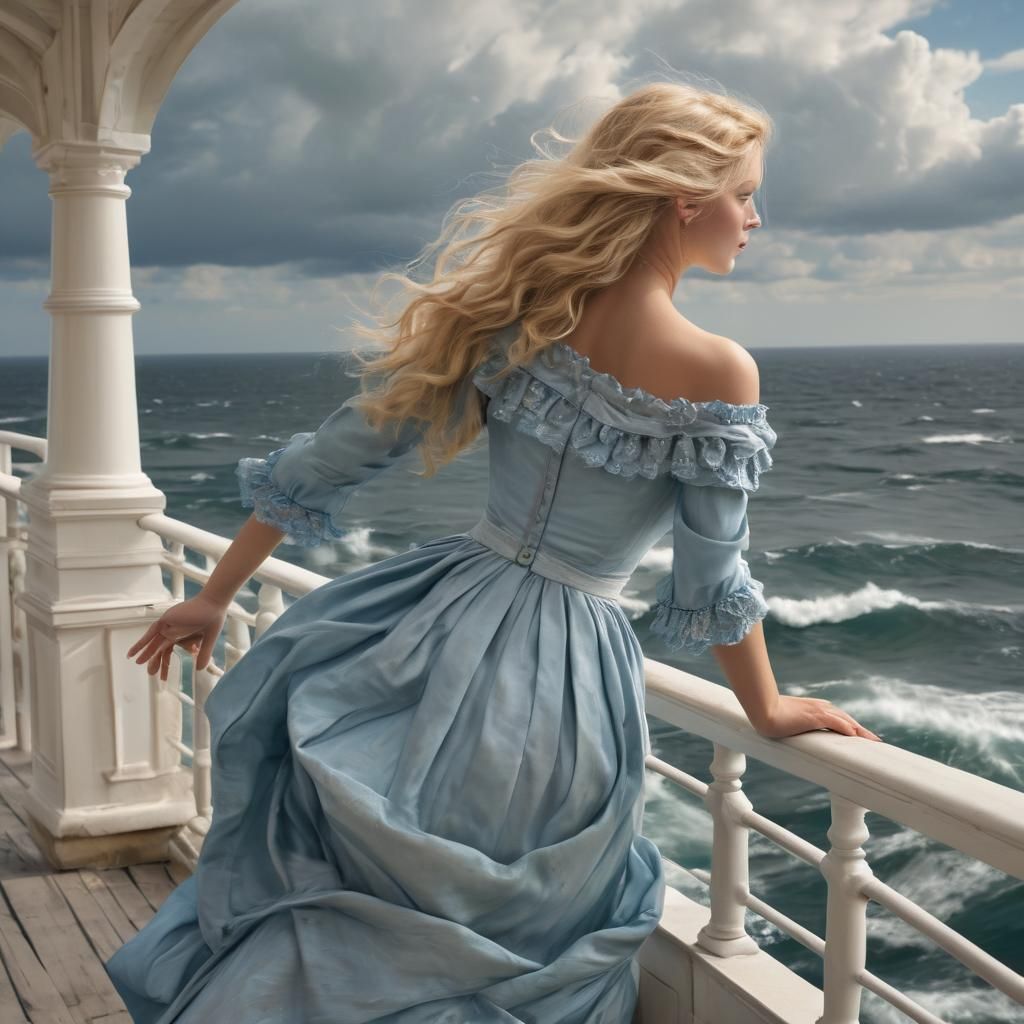 Victorian Ship Deck View in Film Style