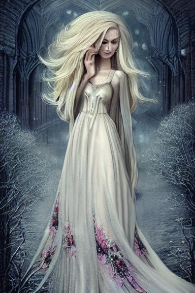 Androgynous Man in Wedding Gown, Gothic Style