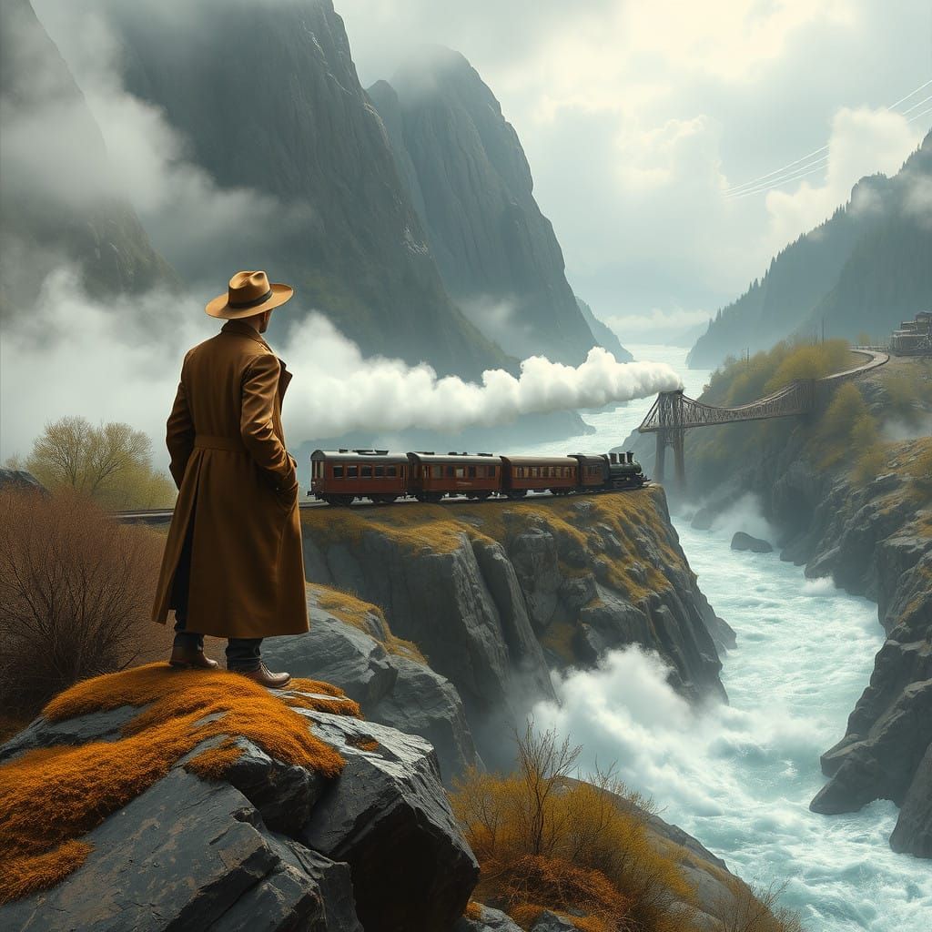 Mystic River Landscape in Fantastical Realism Style