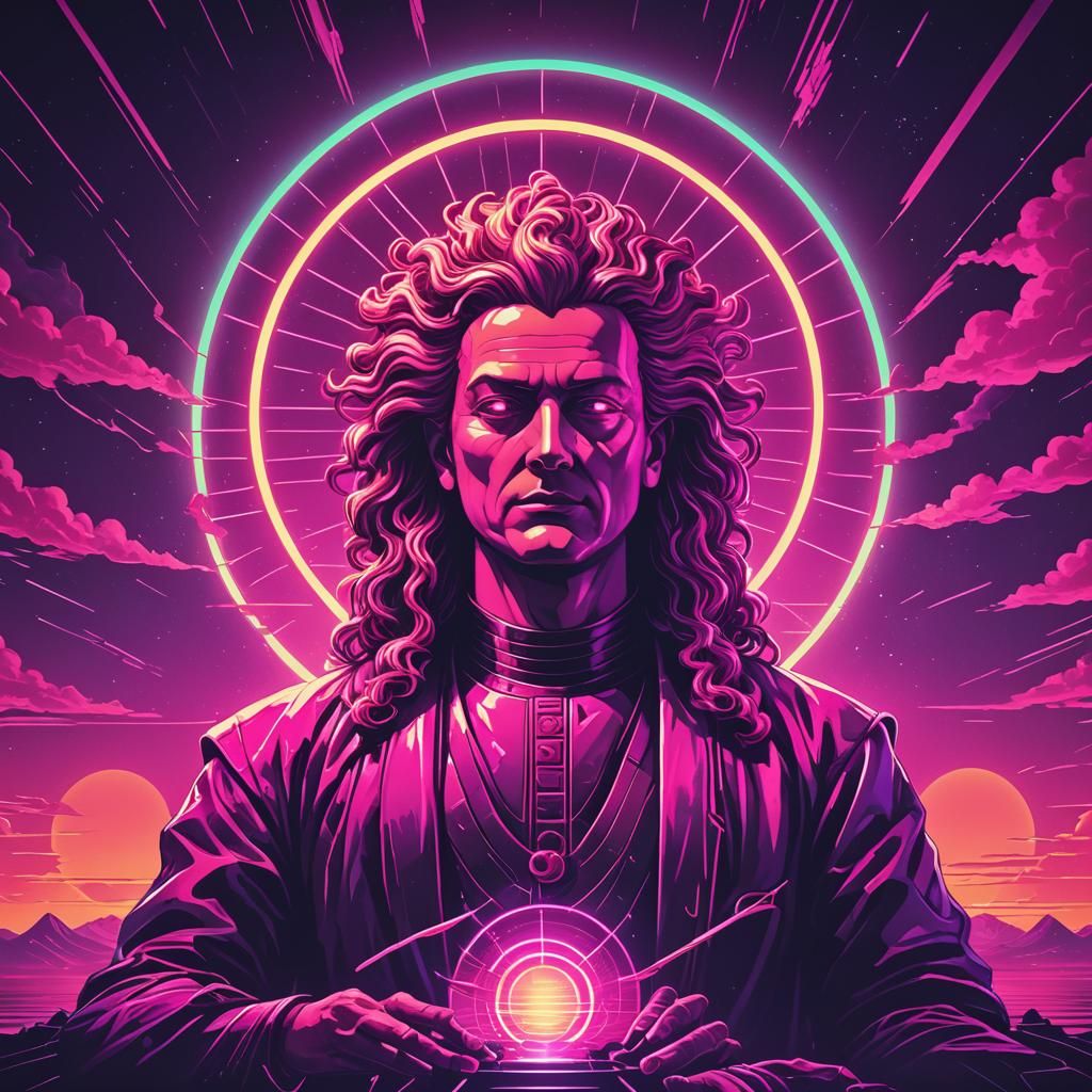 Synthwave Neon Retro Enlightenment Scene