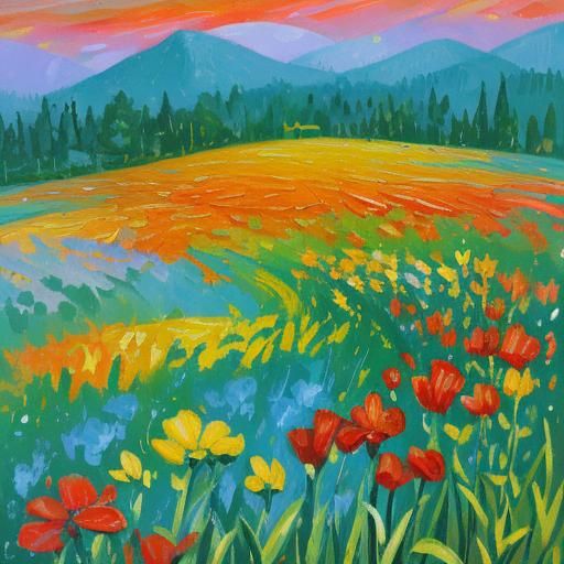 Flores: Expressionist Oil Painting in Impasto Style