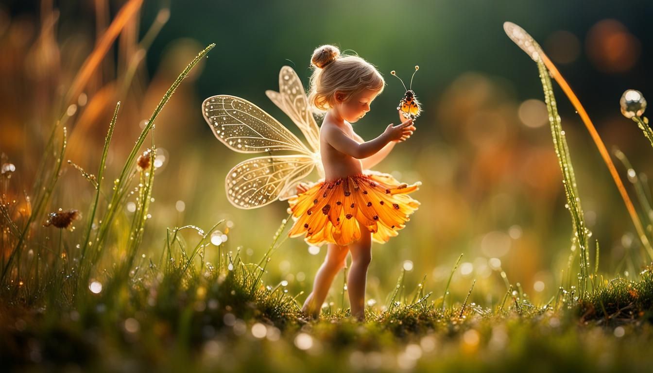 Fairy and Butterfly Macro Photograph in Surreal Style