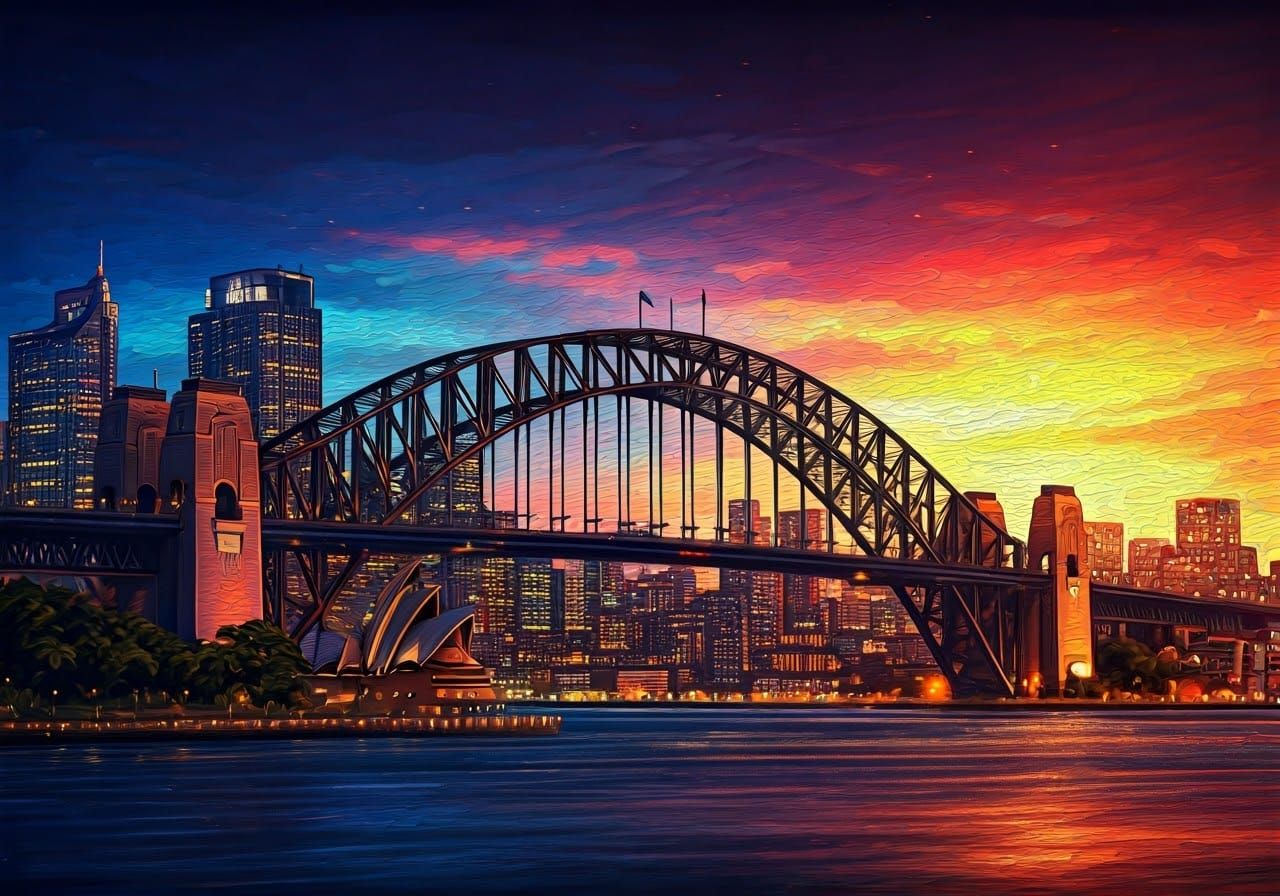 Sydney Harbour Bridge and Opera House at Dusk