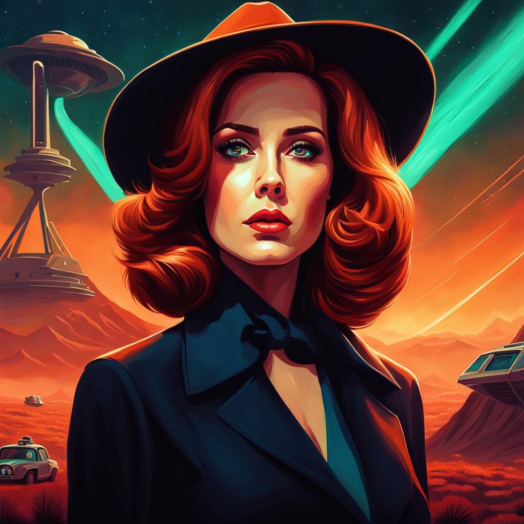 Mysterious Dana Scully Portrait in Surreal Digital Art