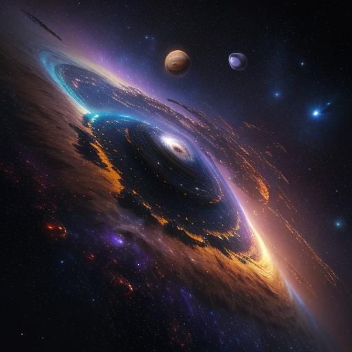 Cosmic Clock Amidst Spiraling Galaxies: Digital Art