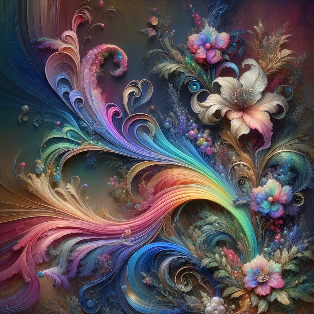 Enchanting Botanical Centerpiece with Flowing Liquid Art