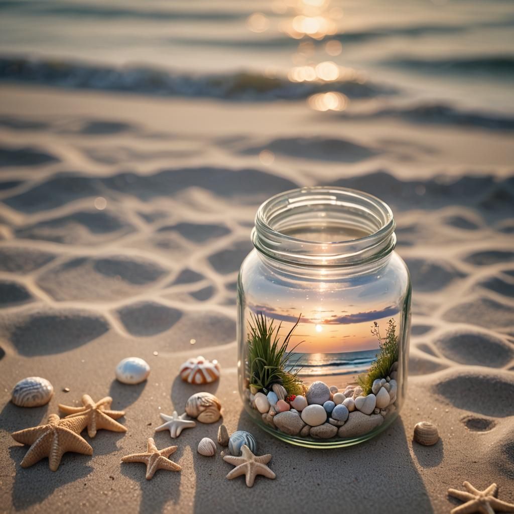 Beach Scene in Jar: Professional Photography