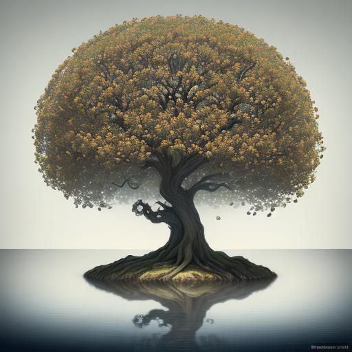 Surreal Fruit Trees Fading in a Dreamlike Landscape