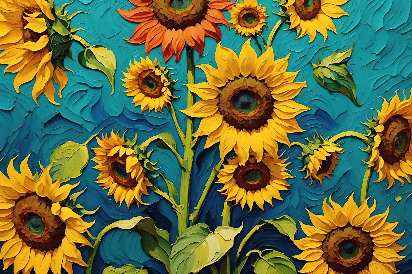 Van Gogh Painting Sunflowers: Impasto Style