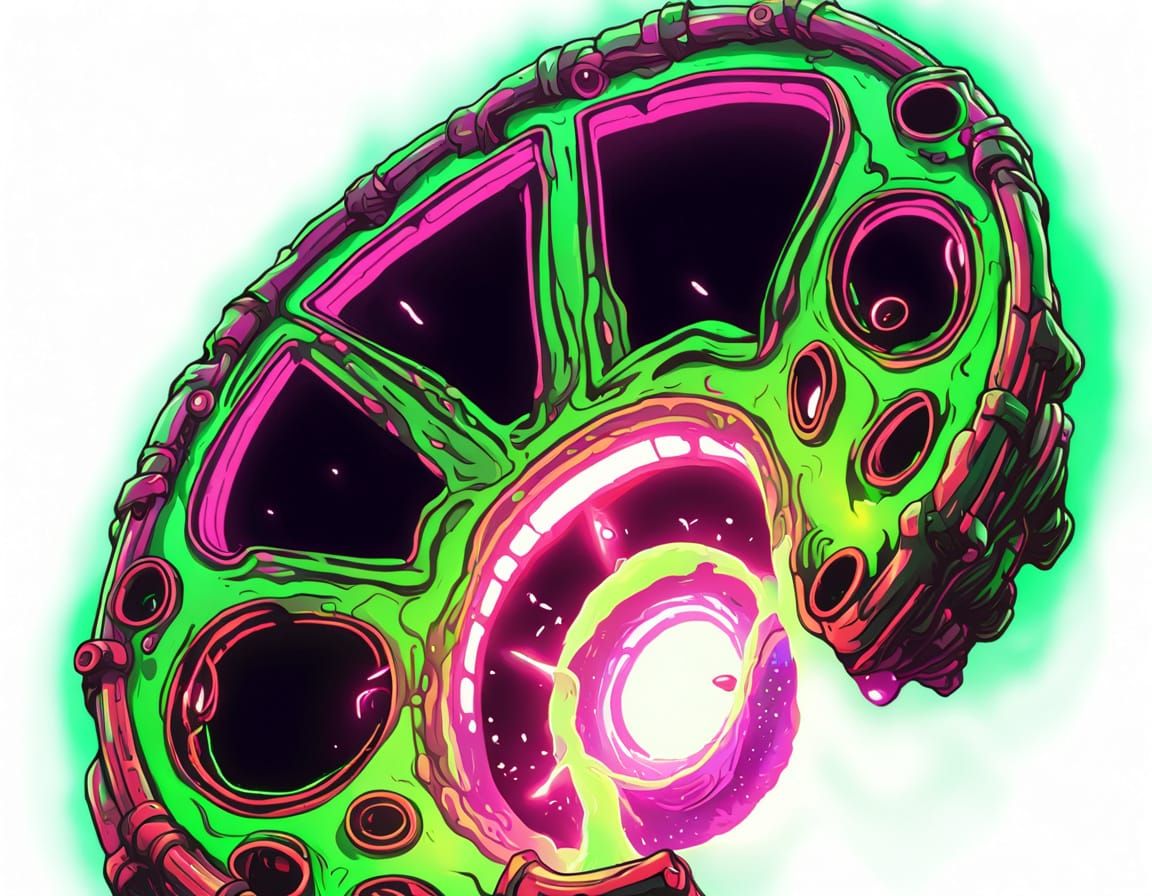 Ethereal Embryo Unfolds into Neon Portal