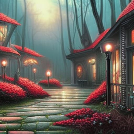 Gothic Fairytale: White Roses in Crimson Forest