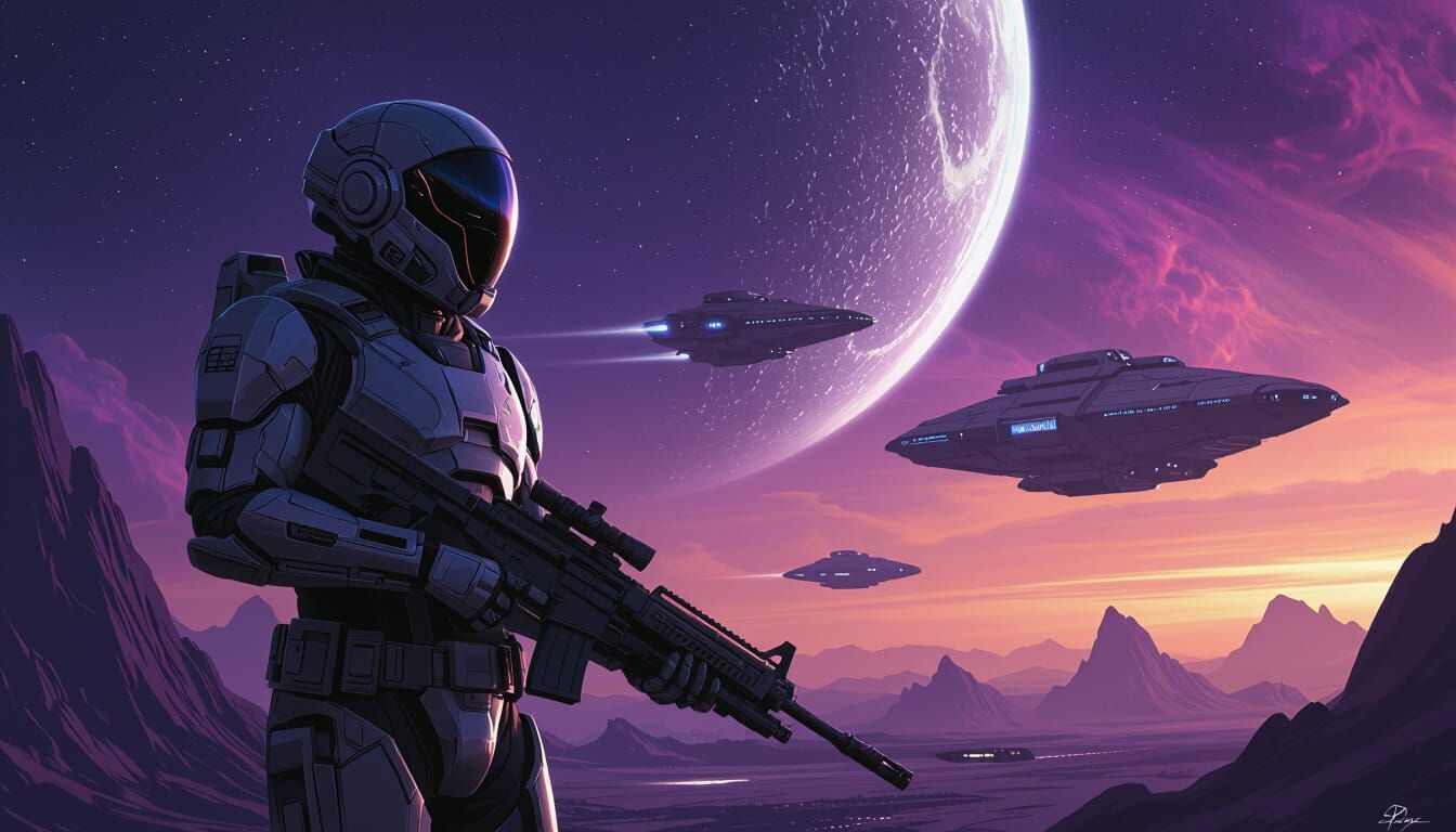 Futuristic Soldier in Epic Sci-Fi Concept Art Style