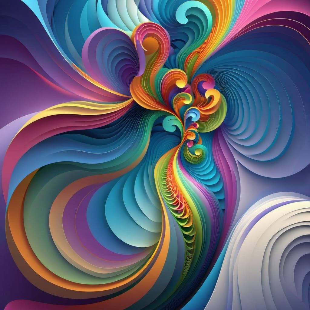 Joyful Abstract Fractal Portrait in Vibrant Colors