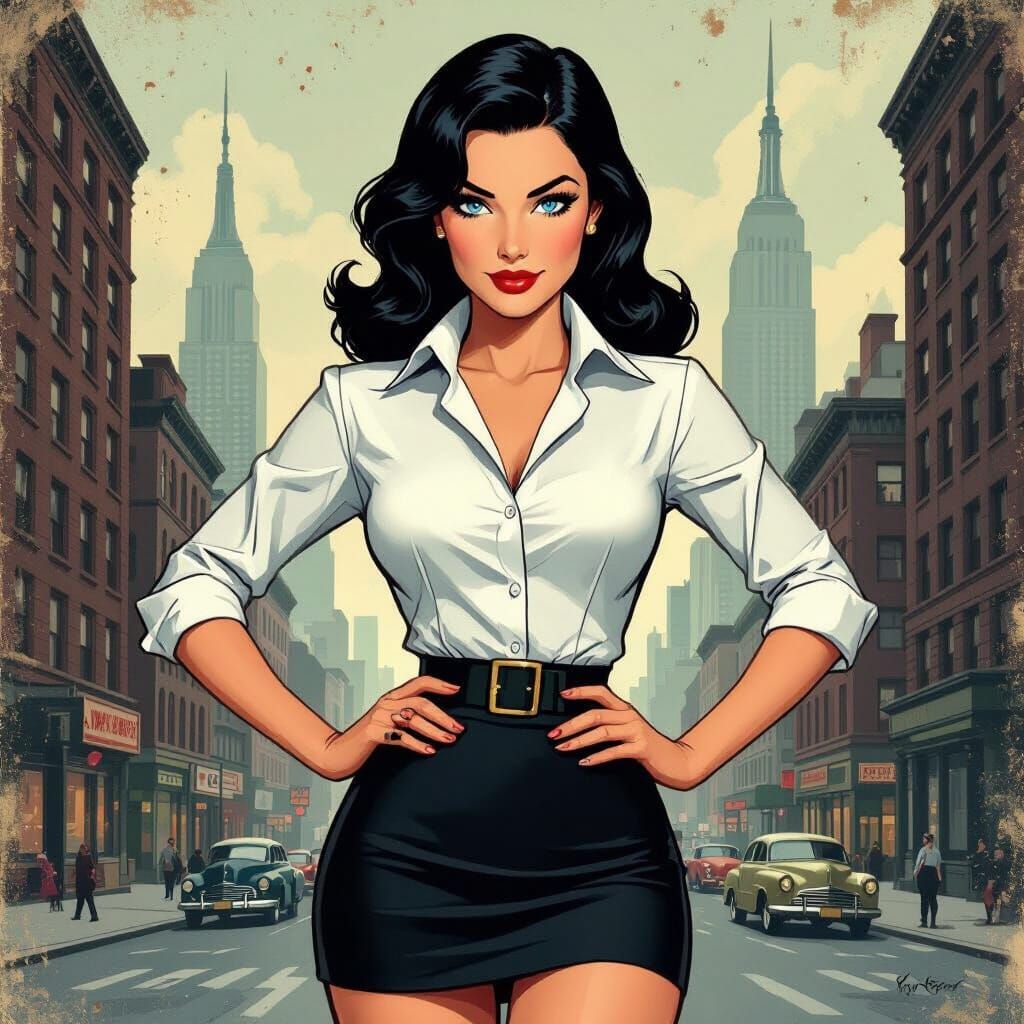 Lois Lane as 40's Comic Book Pin-Up in New York