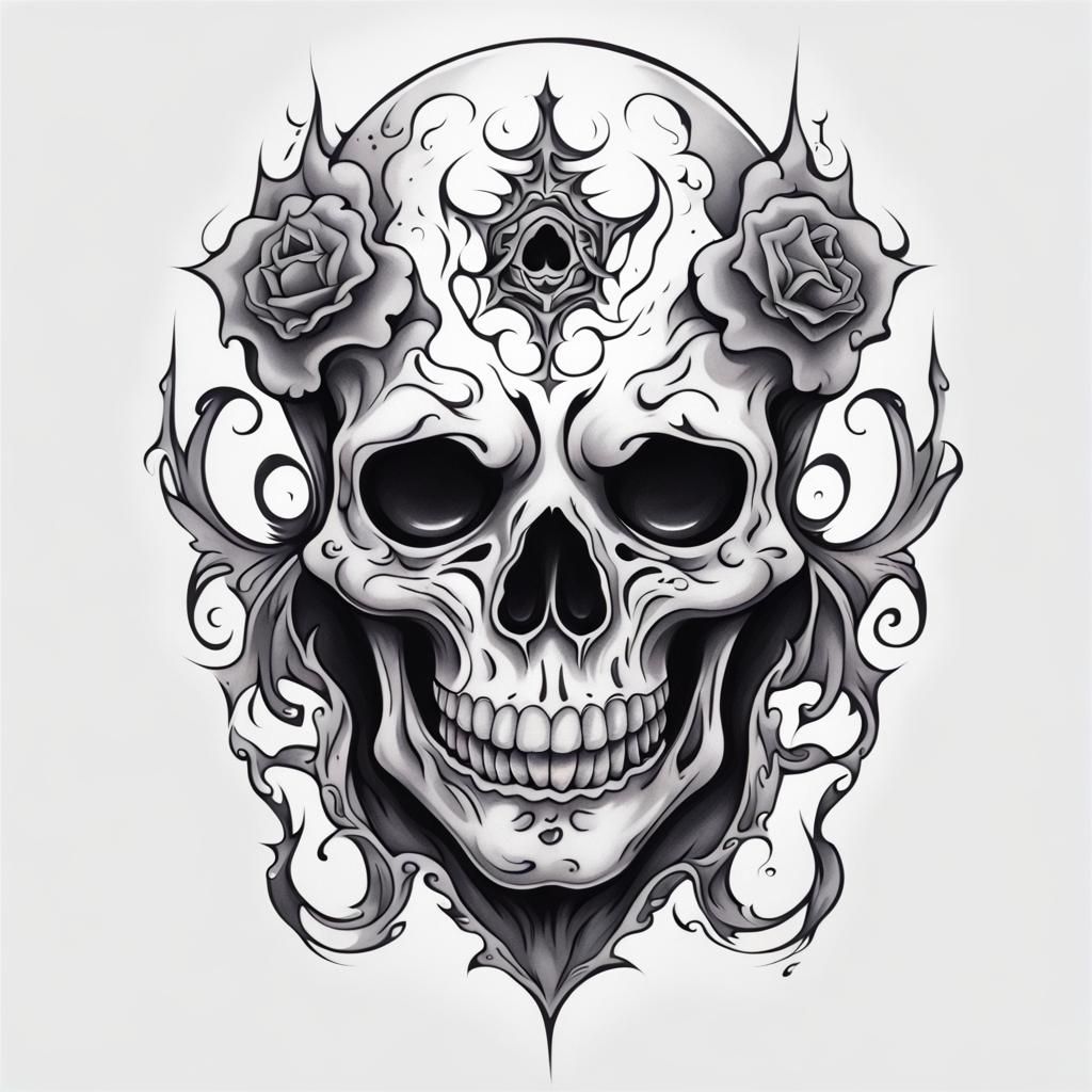 Ghost Tattoo Design on White Background