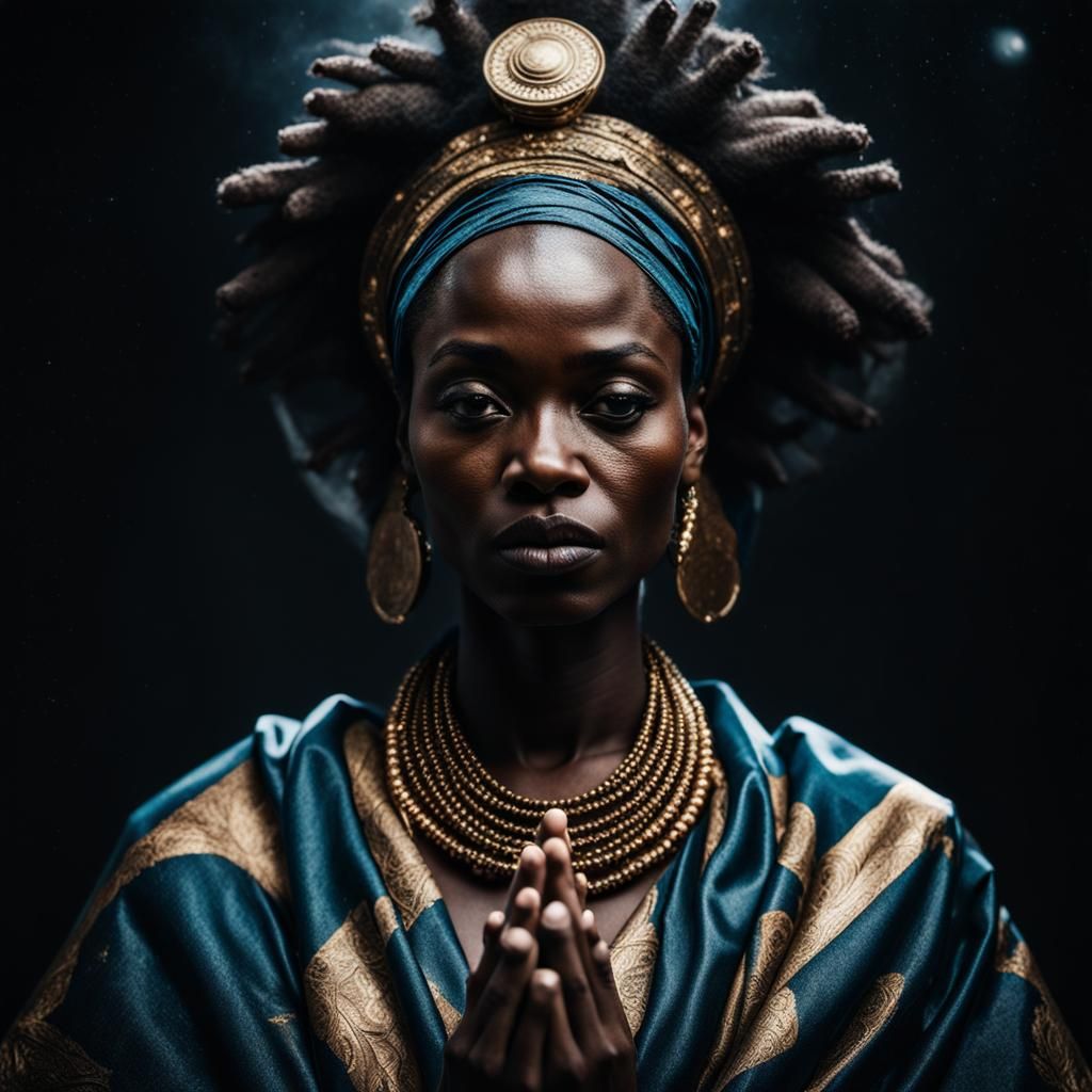 African Woman in Royal Robes in Cosmos