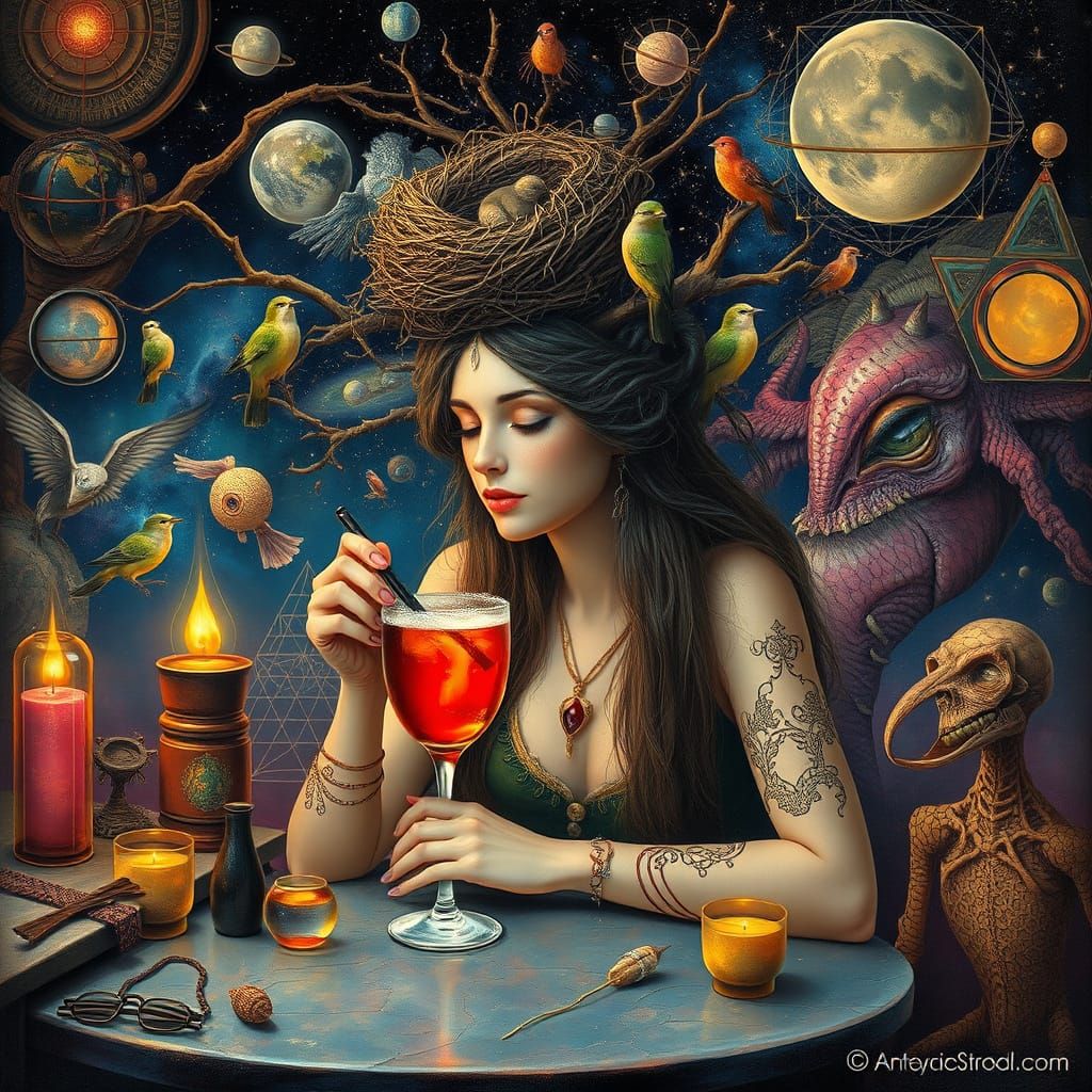 Cosmic Cafe: A Surreal Psychedelic Scene